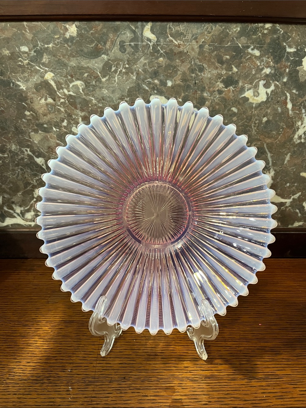 Vintage Fostoria Heirloom Pink Opalescent glass bowl